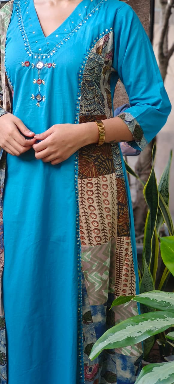 Multidesigned V-Neck Full Suit Set With Dupatta