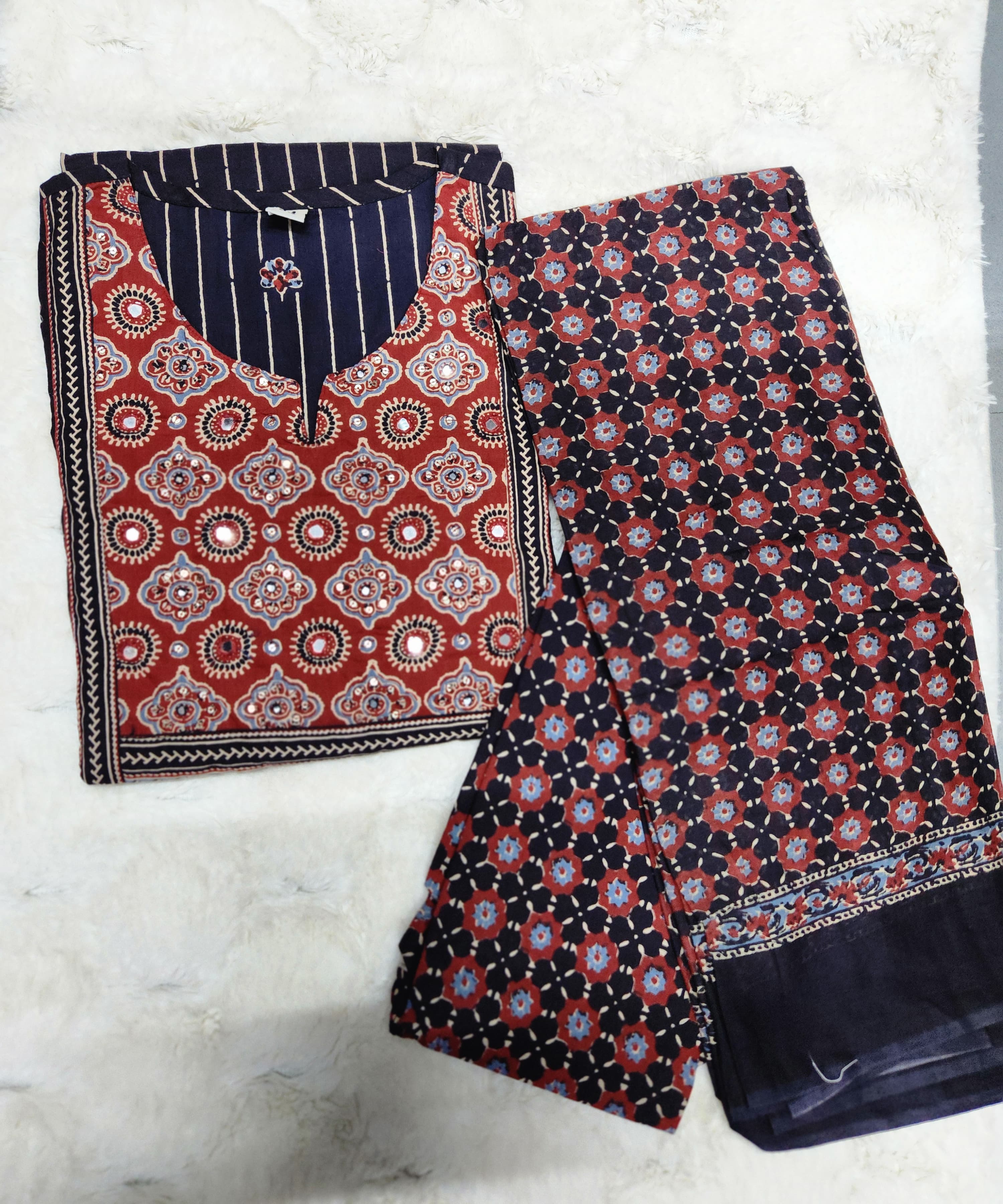 Cotton Printed Kurta And Pant With Dupatta