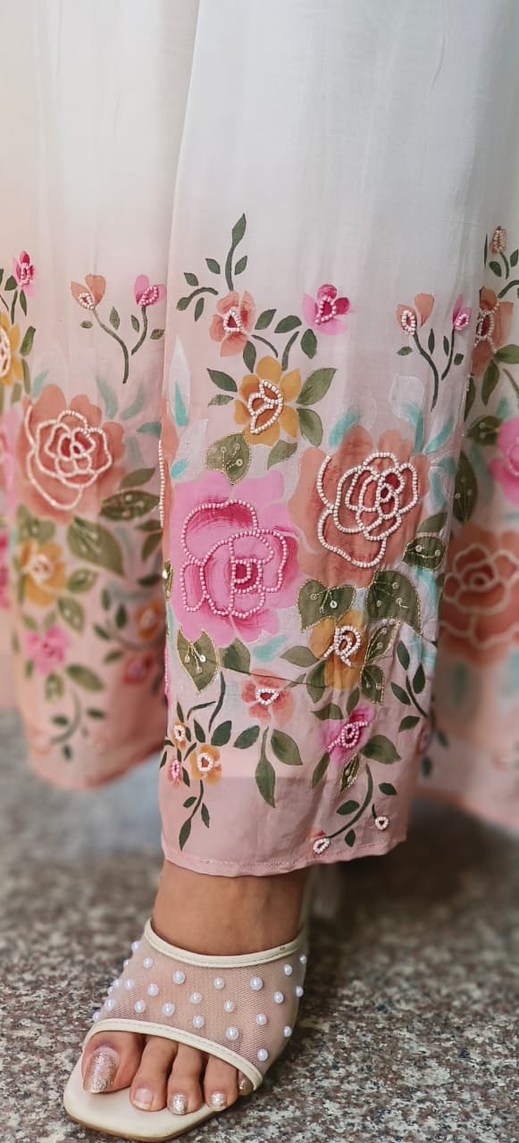 Soft Toned Ombre Look Very Elegant Floral Work Co-Ord Set-10714