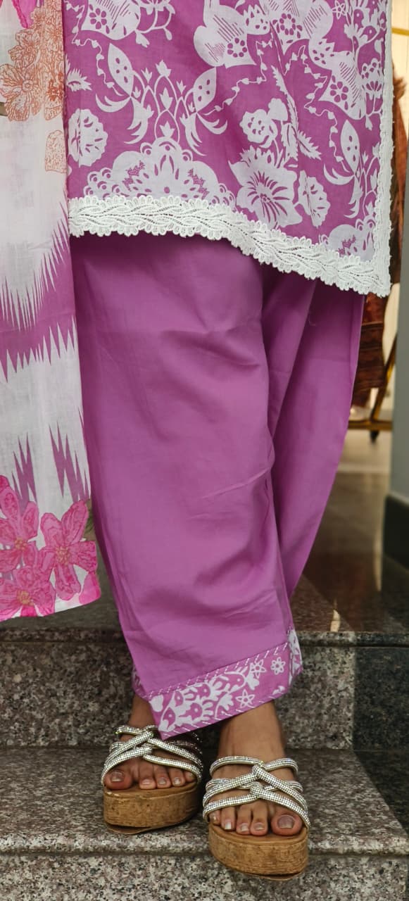 Cotton Printed Full Suit With Farsi Pant 010417