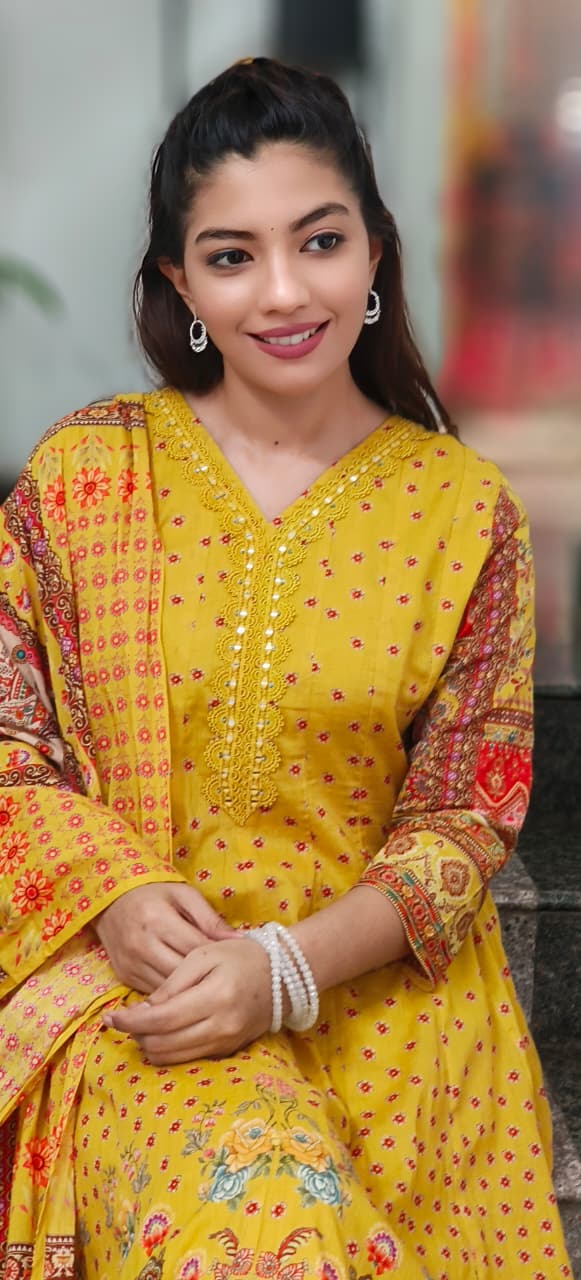 Soft Mul Cotton Floral Printed Anarkali Full Suit 010681