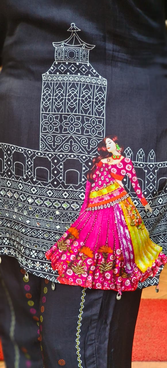 Rangrez Folk Tales Ethnic Co-Ord Set In Dola Silk Fabric