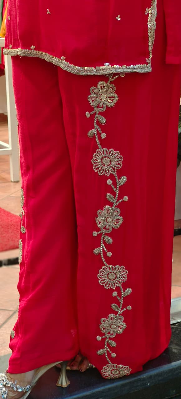 Designer Heavy Handwork Chinon Bright Co-Ord Set- 10798, 10799