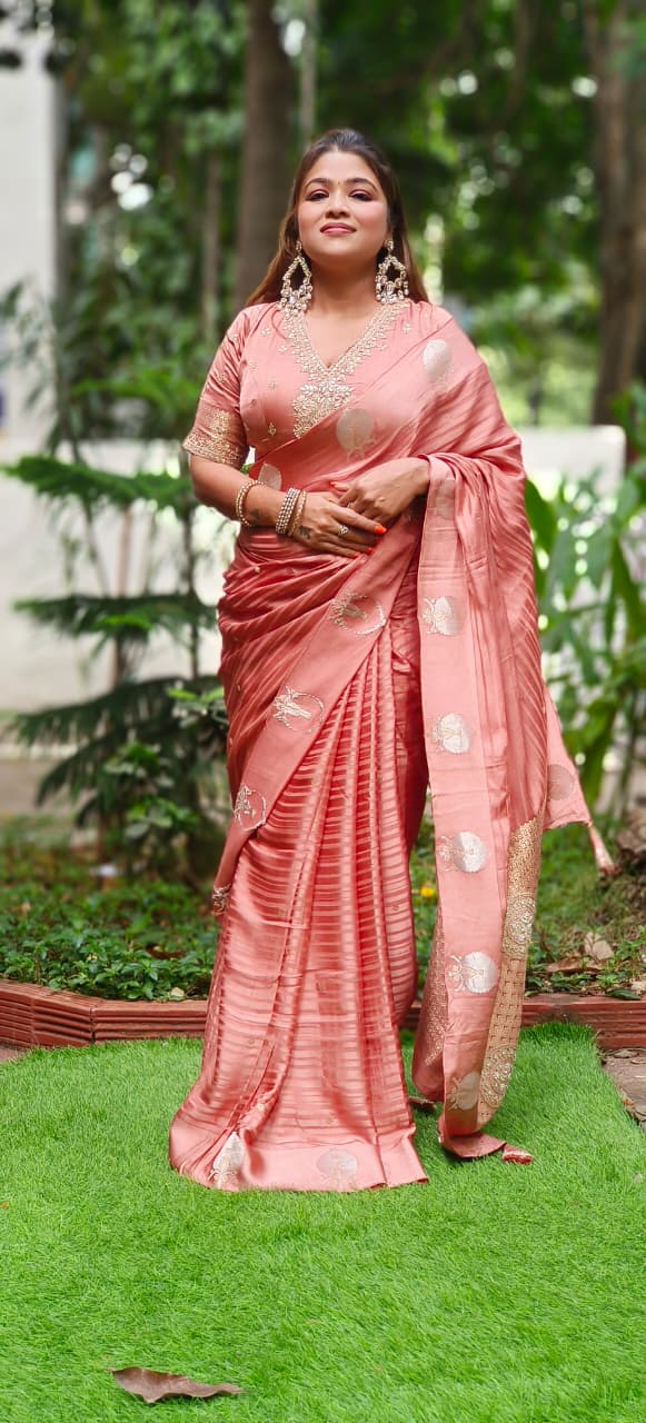 English Tone Brocade Pallu Ready To Wear Designer Saree