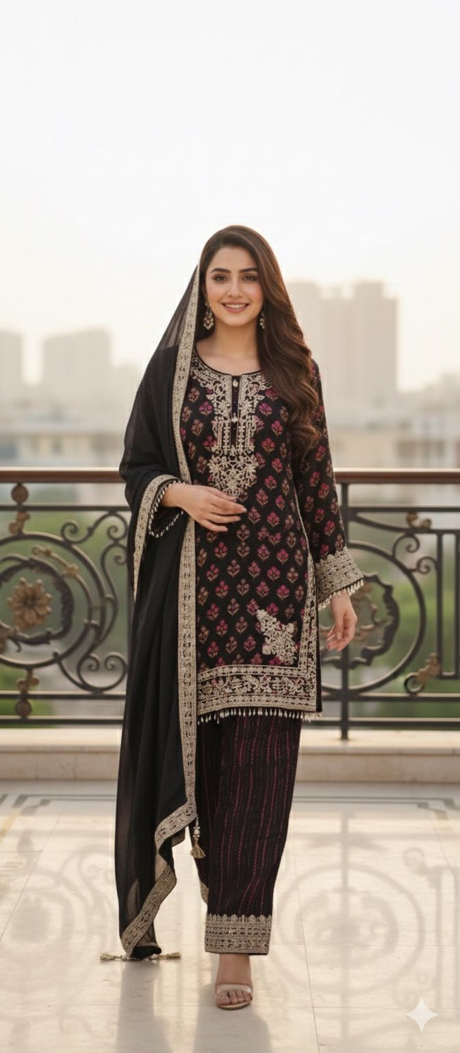 Designer Hand With Machine Work Vibrant Printed Full Suit Set With Dupatta In Pure Fabric- 11638, 11639