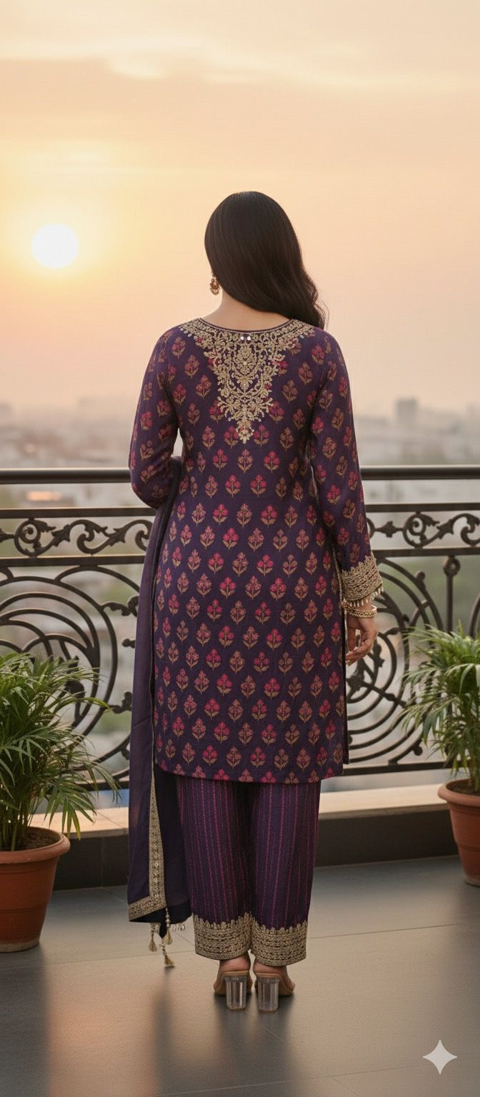 Designer Hand With Machine Work Vibrant Printed Full Suit Set With Dupatta In Pure Fabric- 11638, 11639
