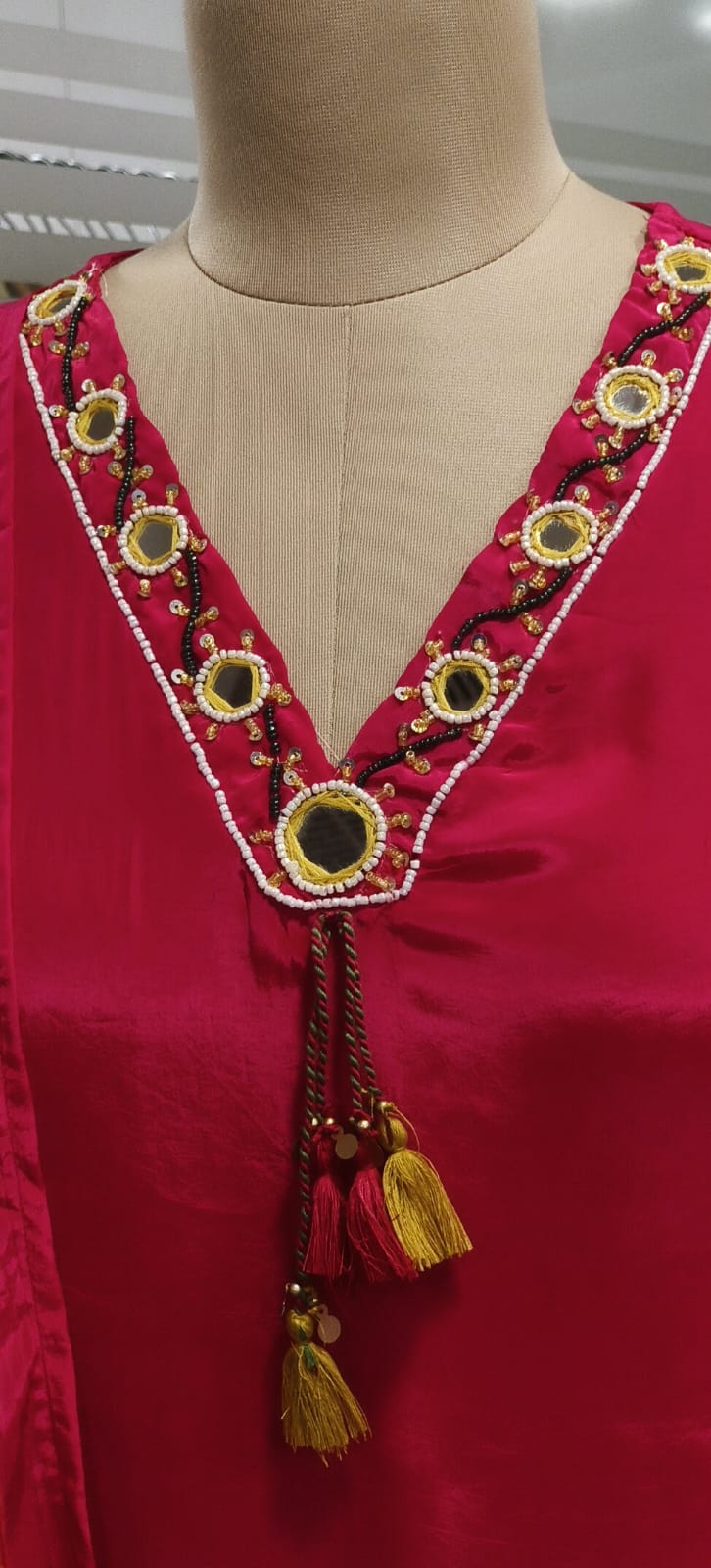 Glass Neck Real Mirror Elegance Floral Bloom Full Suit Set With Dupatta In Crepe Fabric- 11721, 11722