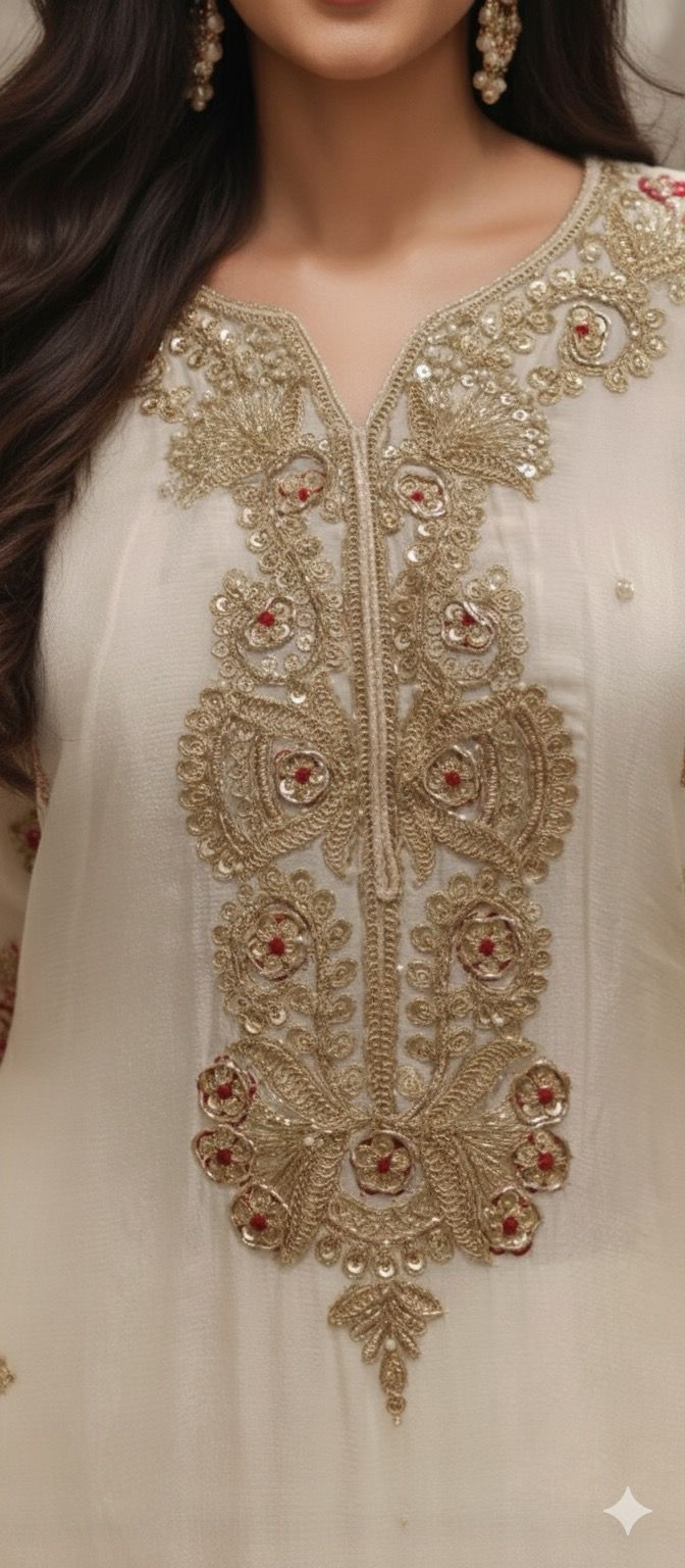 Vibrant Thread Embroidered Zardosi Full Suit Set With Dupatta & Panel Palazzo Bottom In Chinon Fabric- 11822