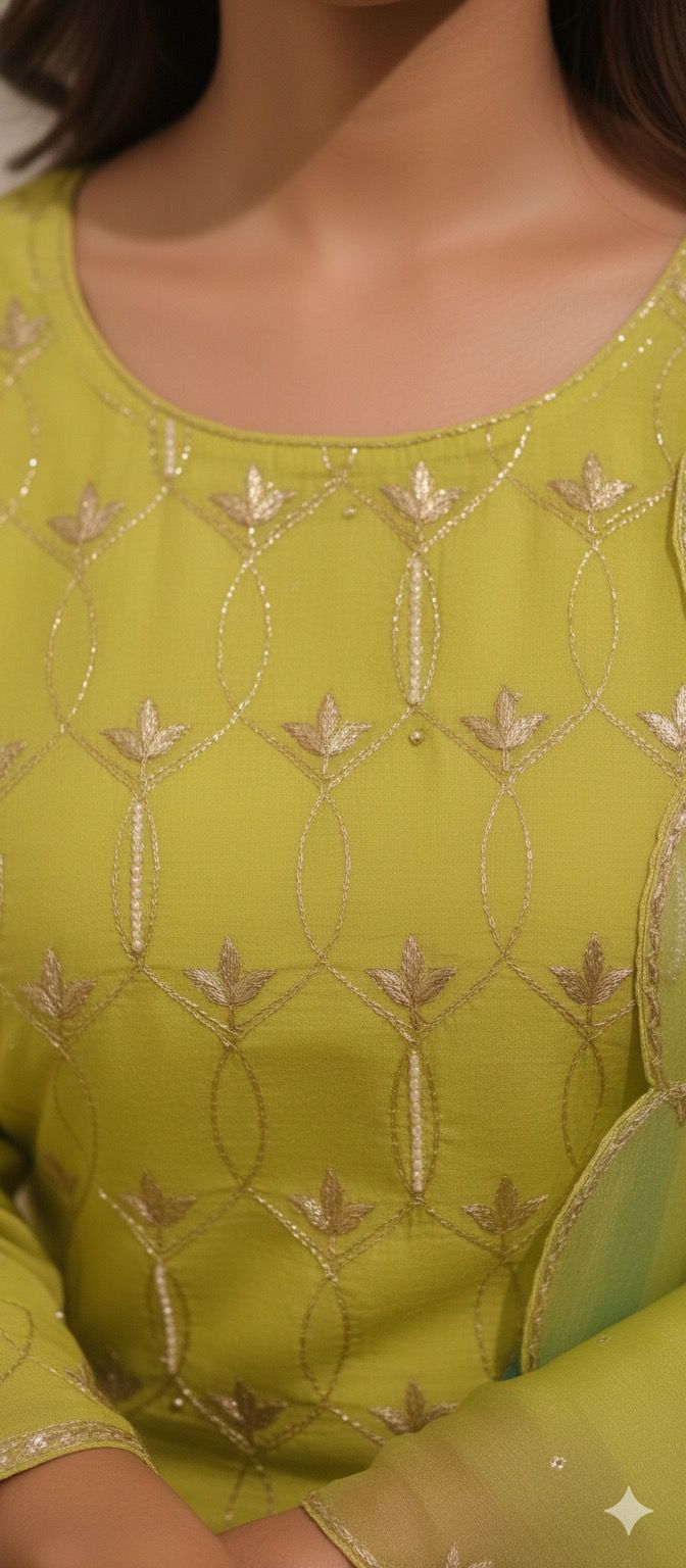 Elegant Gotta With Tiny Pearl Over Work Full Suit Set With Dual Tone Dupatta & Loose Palazzo Crush Gotta Work Bottom- 11828