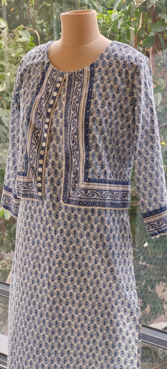 Printed Cotton Kurta Pant  Set with Cotton Short Jacket-12187,12188 Dispatching From Monday