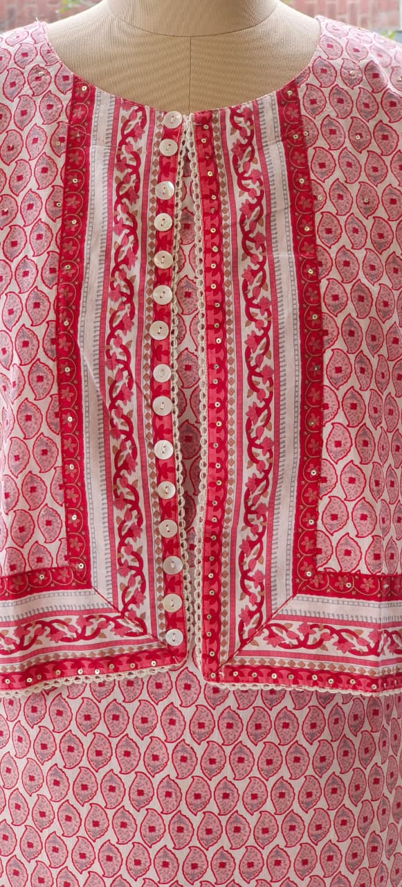 Printed Cotton Kurta Pant  Set with Cotton Short Jacket-12187,12188 Dispatching From Monday