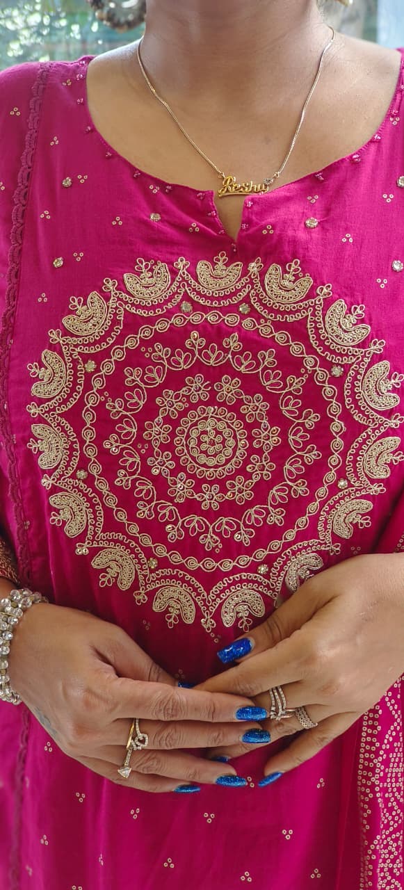 Pure Mull Cotton Full Suit Set with Heavy Golden Thread and Mirror Embroidery Work-12171,12169,12168,12170