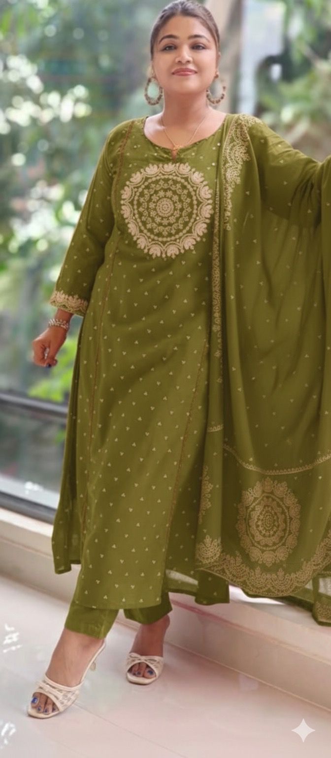 Pure Mull Cotton Full Suit Set with Heavy Golden Thread and Mirror Embroidery Work-12171,12169,12168,12170