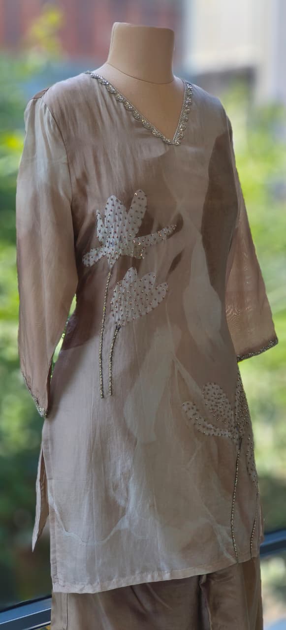 Stylish Embroidered Ho Silk Printed Kurta Pant-12164,12165