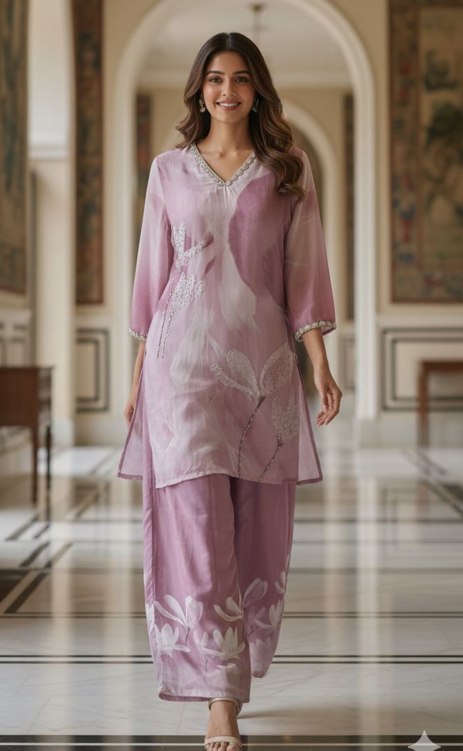 Stylish Embroidered Ho Silk Printed Kurta Pant-12164,12165