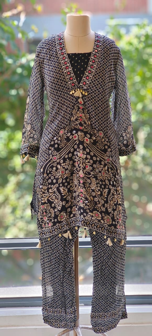 Printed Designer Georgette Fabric Cordset with Buster-12225