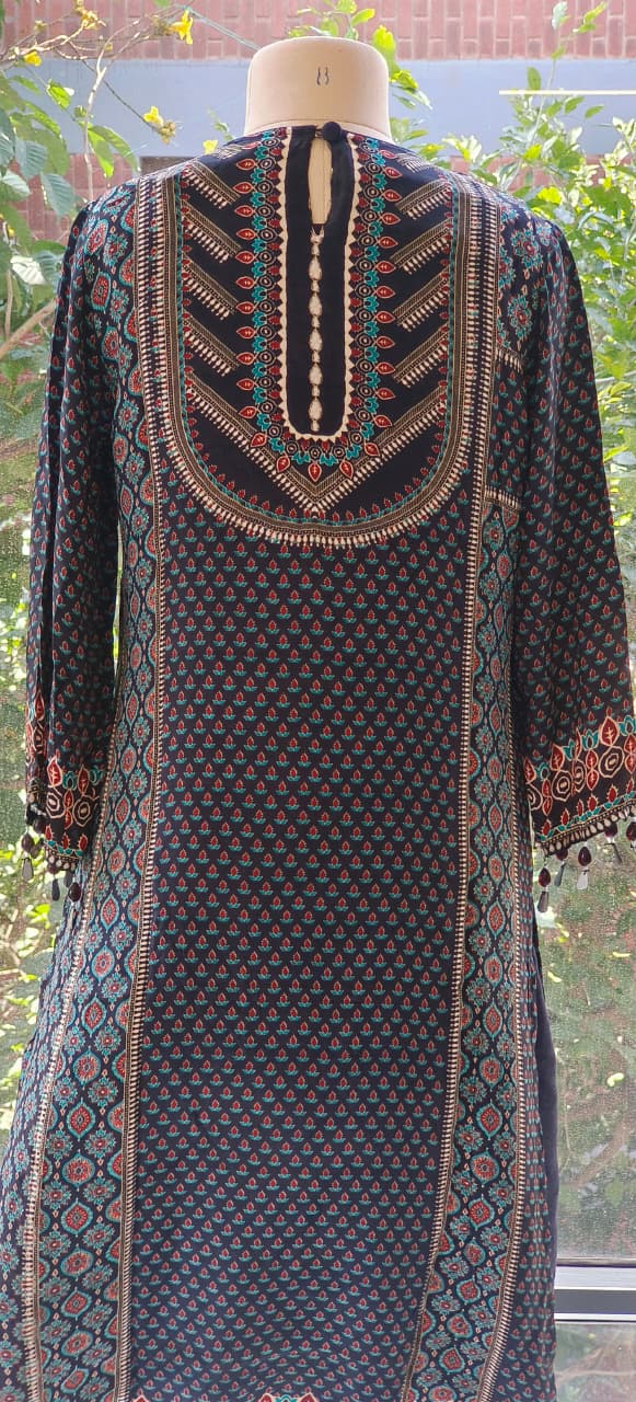 Beautiful Pure Crepe Small Prints Full suit set with chinon Dupatta