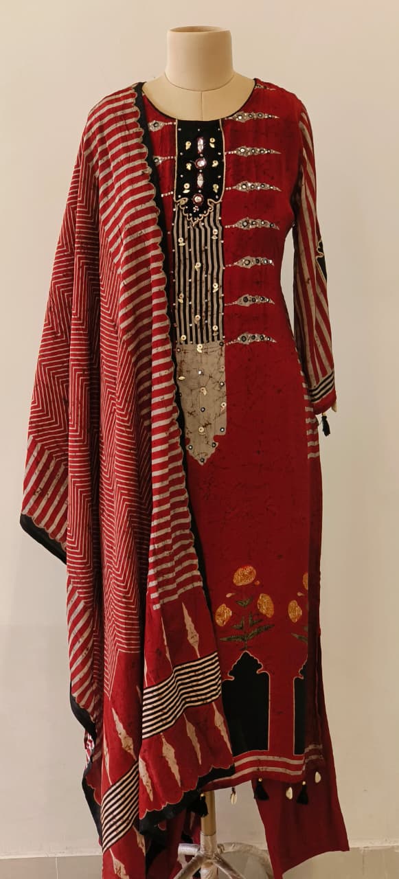 Pure Crepe Printed full suit set-12222