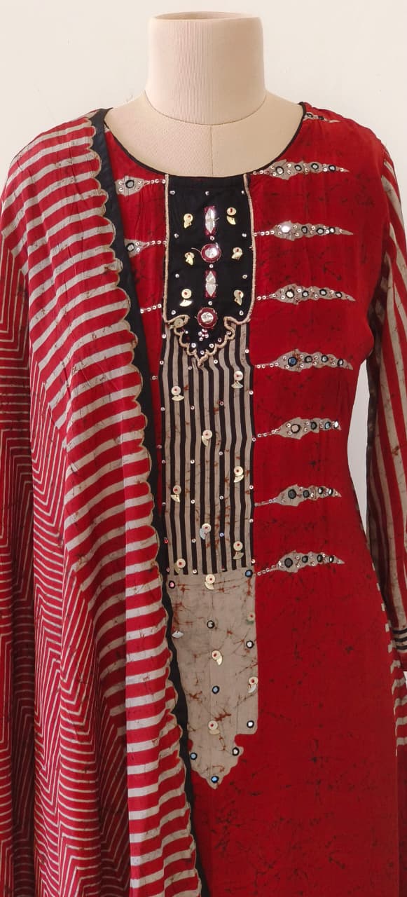 Pure Crepe Printed full suit set-12222