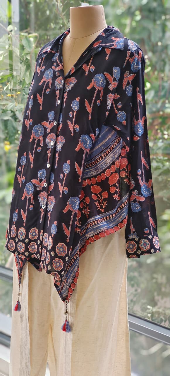 Stylish Printed Top in Muslin Fabric With Flex Cotton Loose Pant -11360