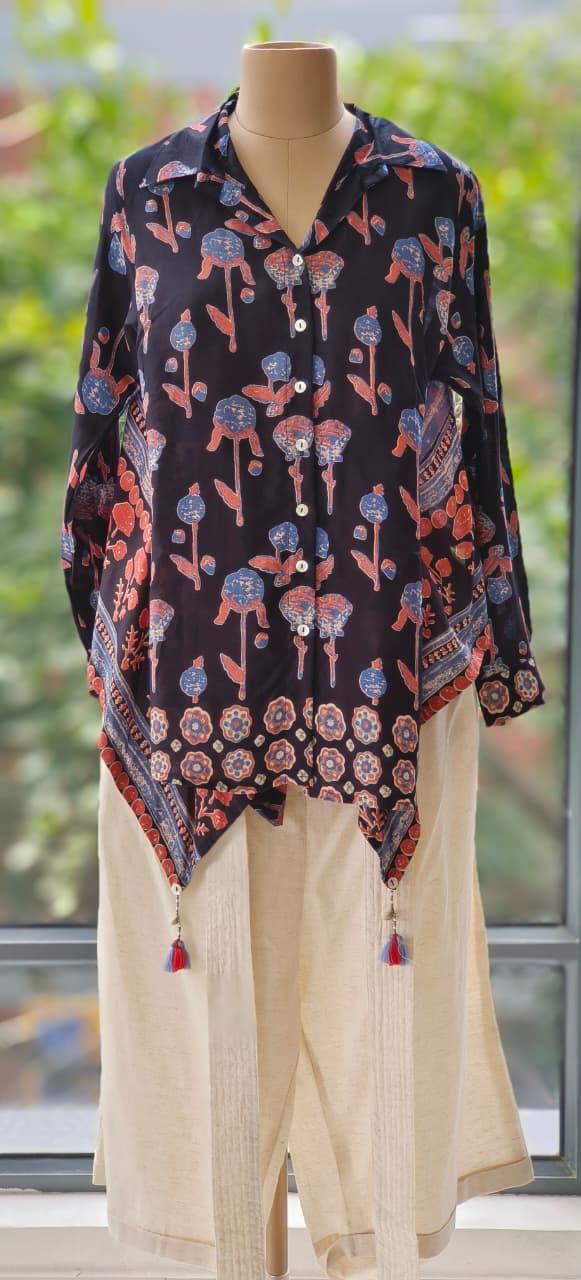 Stylish Printed Top in Muslin Fabric With Flex Cotton Loose Pant -11360