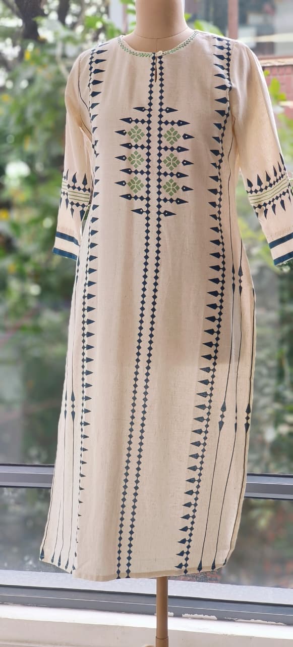 Cross Sticth Thread Embroidered Neck Flex Cotton Printed Only Kurti-12277