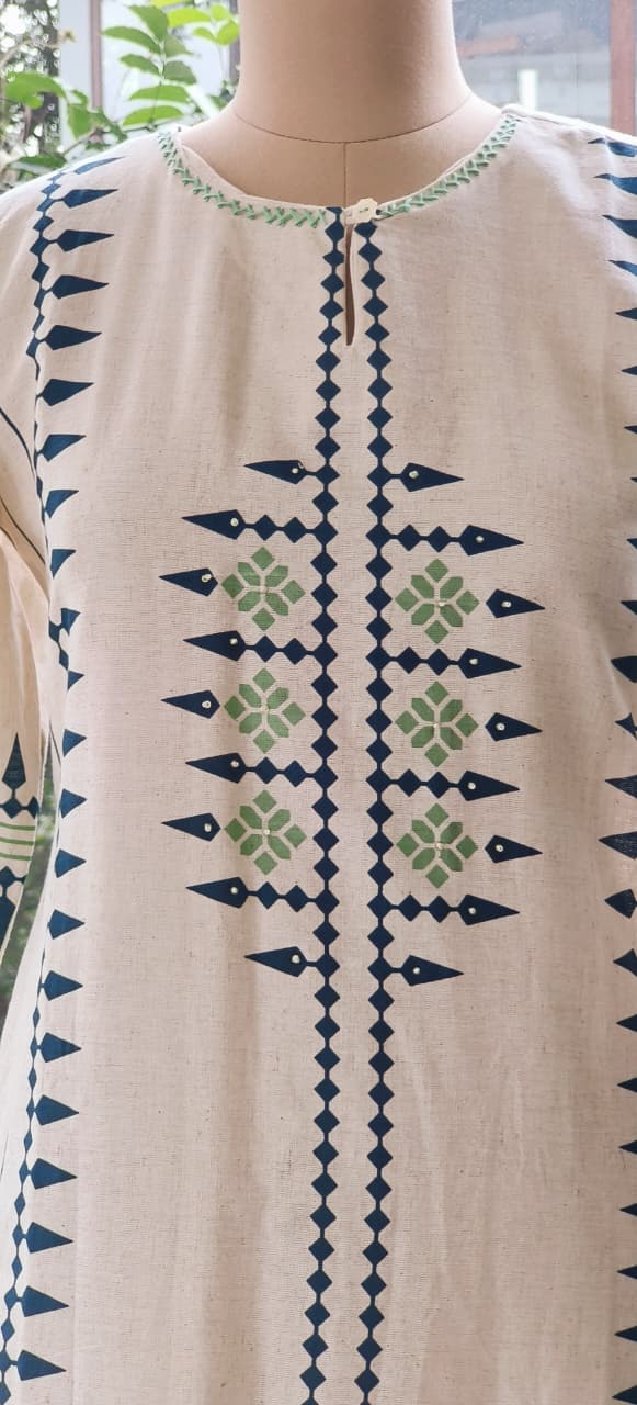 Cross Sticth Thread Embroidered Neck Flex Cotton Printed Only Kurti-12277