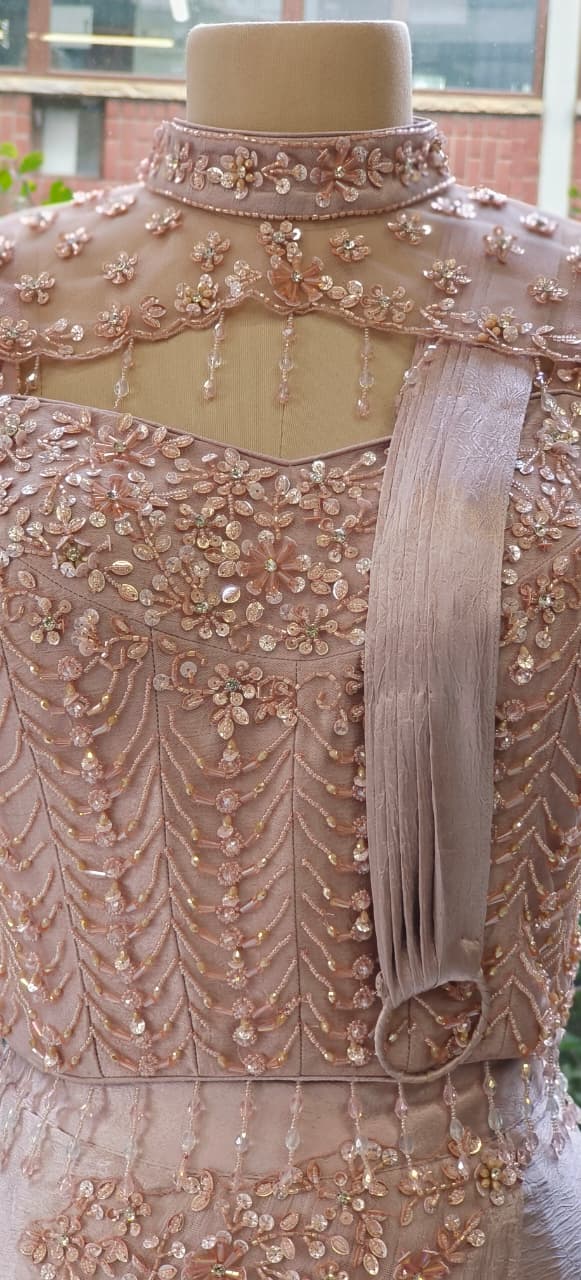 Designer Drape Saree Evening Wear Very Elegant With Crystal Handwork DRYWASH