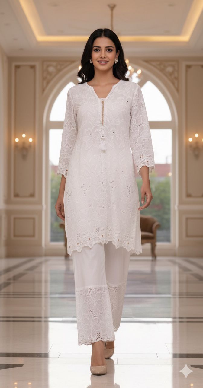 Shifli Fabric Cotton Cut Work Lace Kurta Pant-12309,12308
