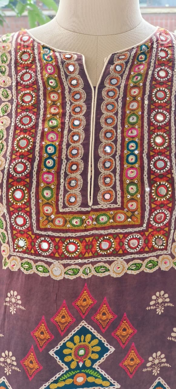 Premium Soft Crepe Straight Suit Featuring Multicolor Traditional Print, Detailed Neck Pattern and Printed Dupatta-12233