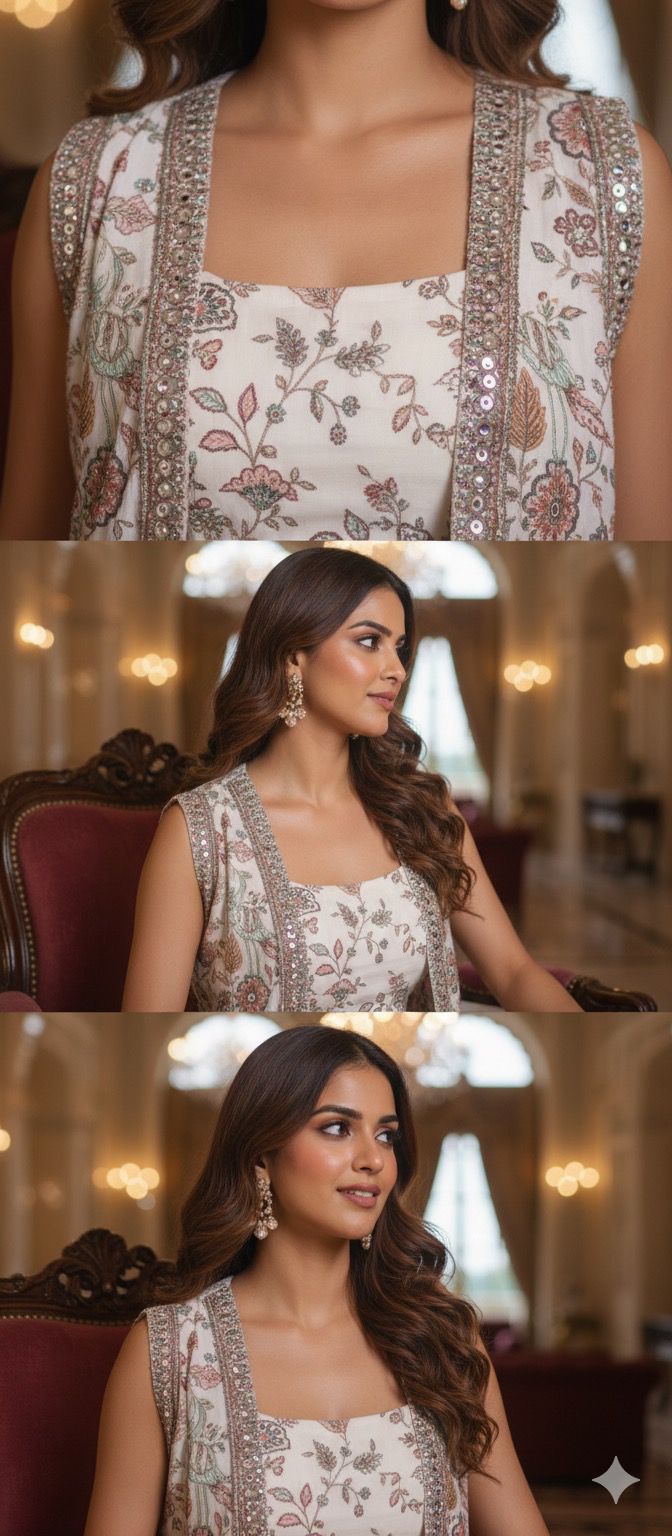 Elegant Emerald Green Designer Ensemble Featuring Heavy Embroidered Jacket and Matching Flared Palazzo