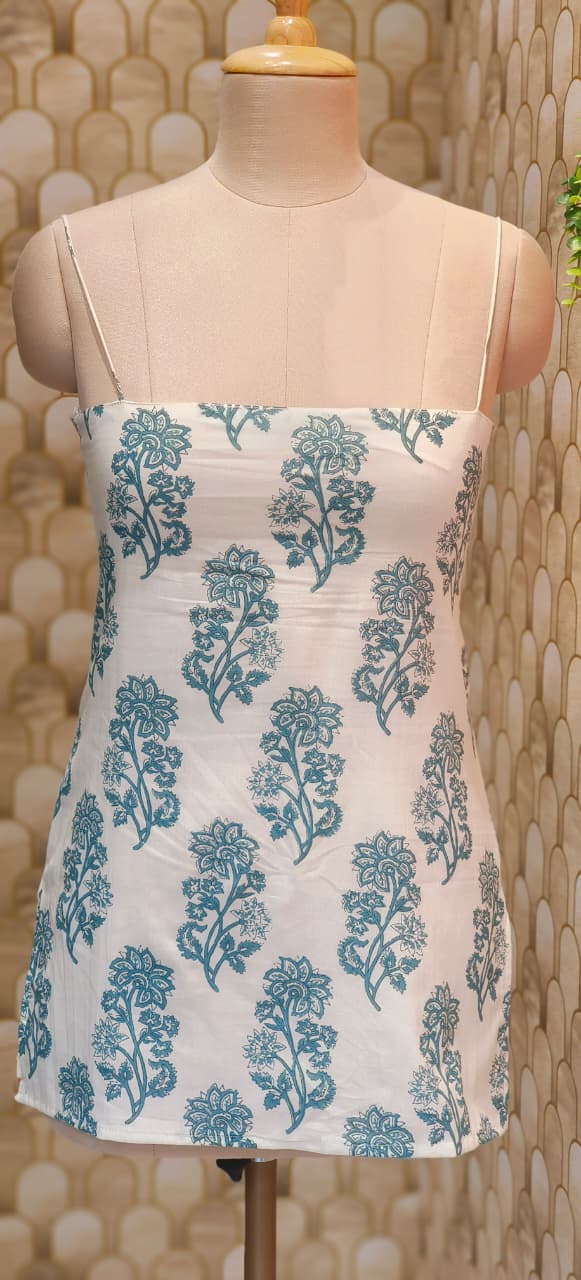 Floral Printed Soft Printed Camisole Top with Trendy Lace-Up Back Detailing