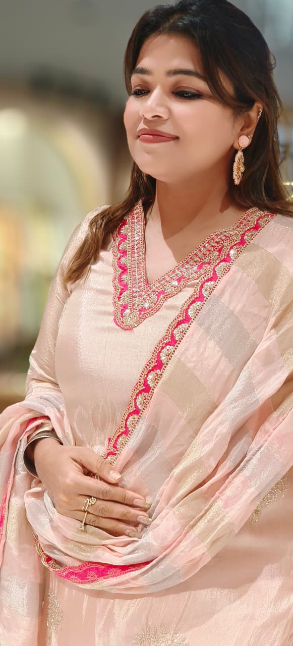 Designer Pastel Suit Set Featuring Hand-Embroidered Motifs, Rich Hem Detailing and Lightweight Dupatta DRYWASH-12617