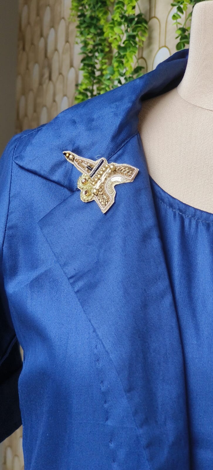 Contemporary Glaze Cotton Layered Dress with Inner And  Collared Shrug,Chic Contrast Pattern on Side-1274,12742 DISPATCHING AFTER 25 DAYS