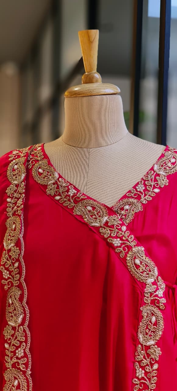 Golden Touch Angrakha Anarkali Full Suit Set With Dupatta- DRYWASH-12820,12819