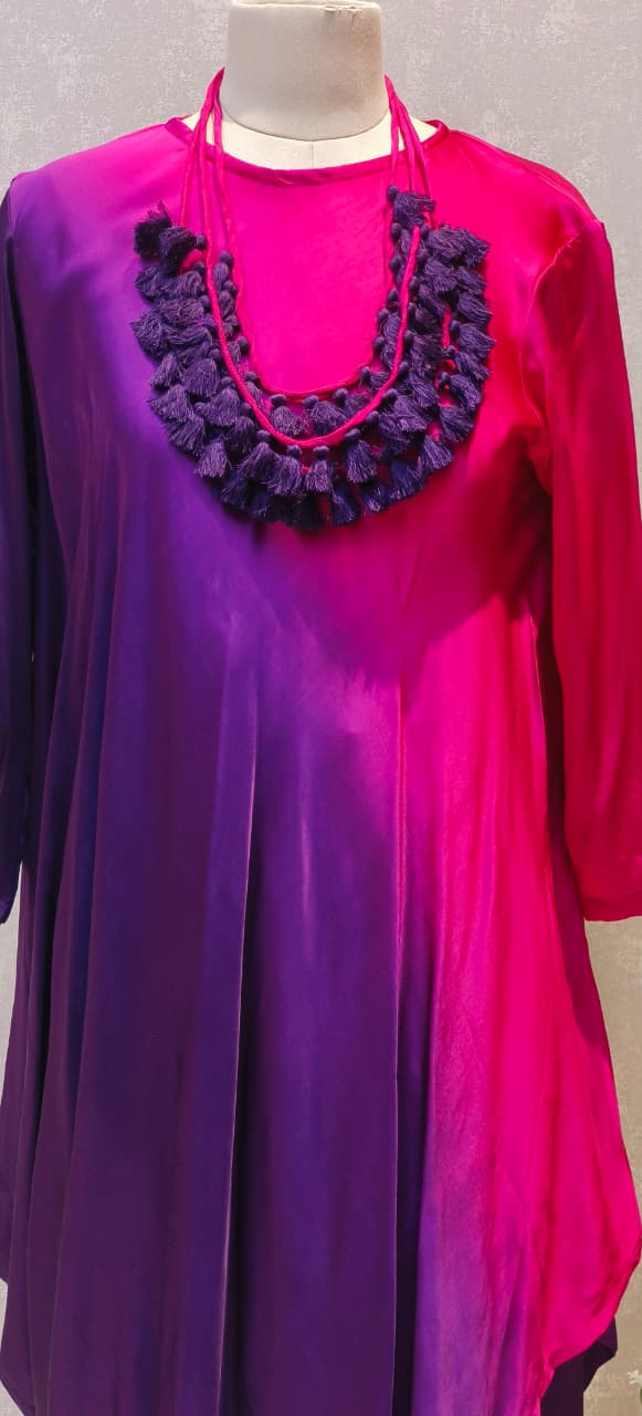 Modal Satin Very Stylish Drape Look Dual-Tone Festive Fusion Indo-Western Wear With Separate Neck Piece- 12842, 12841