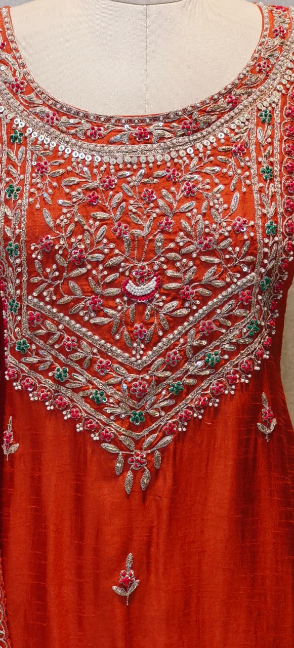 Grand Front Work A-Line Full Suit Set With Heavily Work Dual-Tone Dupatta In Dola Silk Fabric- 12791, 12792