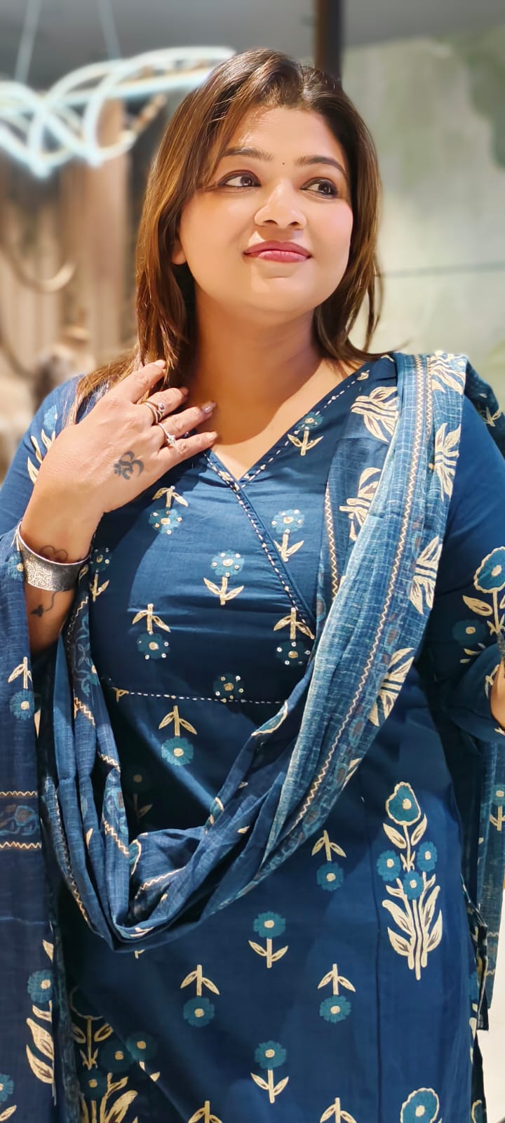 Classic Angrakha style Handcrafted Block Print Cotton Kurta Set for Elegant Everyday Wear