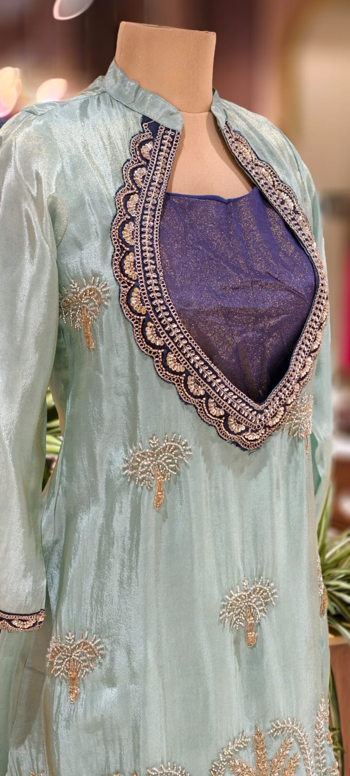 Luxury Indo-Western Pink Fusion Outfit with Hand-Embroidered Top, Contrast Buster & Matching Pants-12995