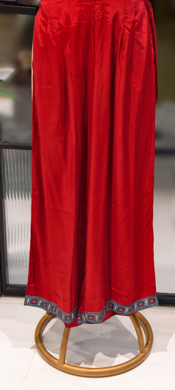 Indigo Charm Printed Neck Piece Look A-Line Full Suit Set With Dupatta In Muslin Fabric- 13136