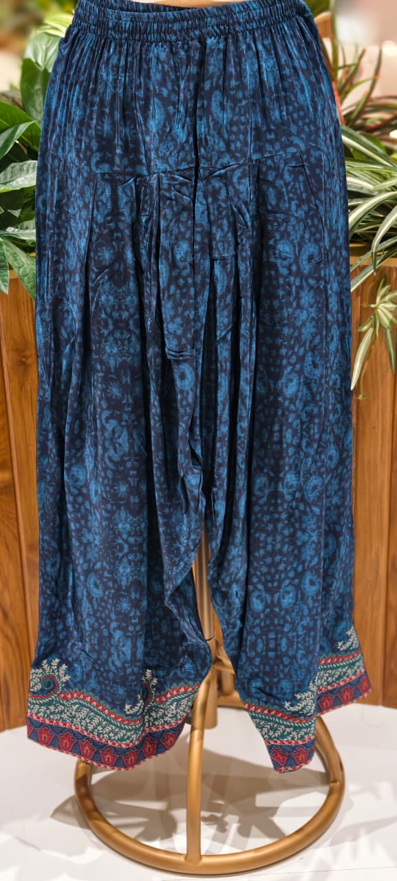 Beautiful Print Vibrant Kurta With Farsi Bottom Set In Crepe Fabric- 13107