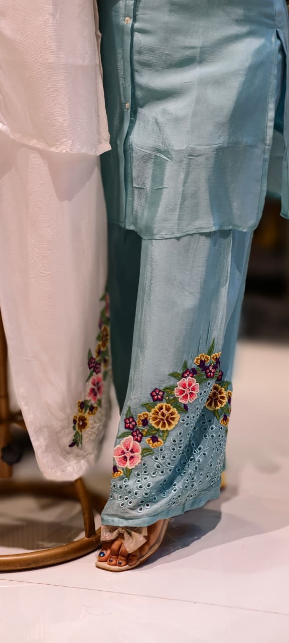 Soft Luxe Very Premium Meadow Embroidered Co-Ord Set In Chinon Fabric-13281