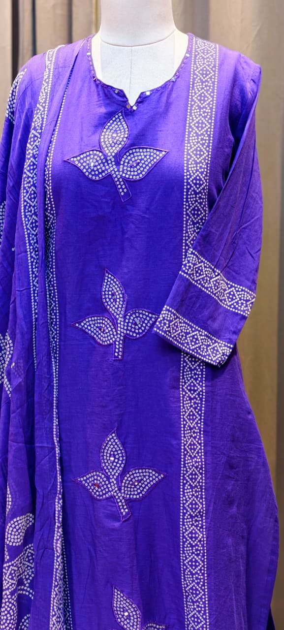 Vibrant Tone Dotted Printed Full Suit Set With Dupatta In Cotton Fabric- 13283