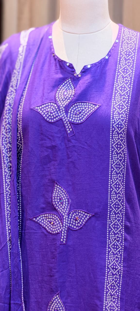 Vibrant Tone Dotted Printed Full Suit Set With Dupatta In Cotton Fabric- 13283