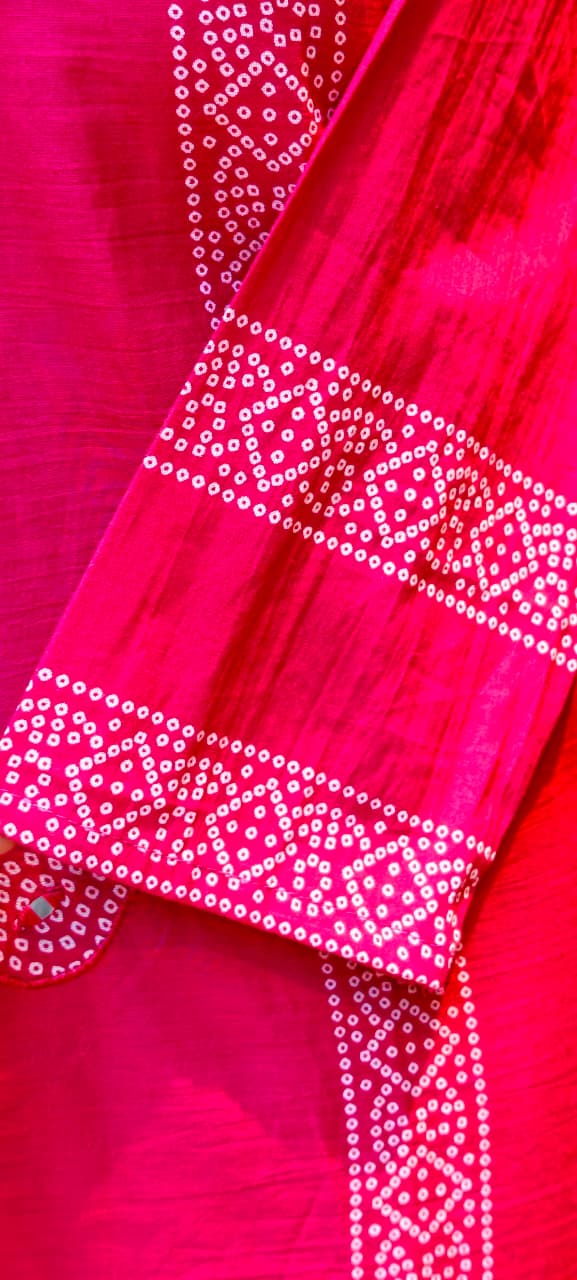 Vibrant Tone Dotted Printed Full Suit Set With Dupatta In Cotton Fabric- 13283