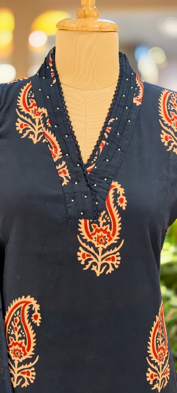 Zinnia Mango Buti Print Matching Full Suit Set With Dupatta In Cotton Fabric