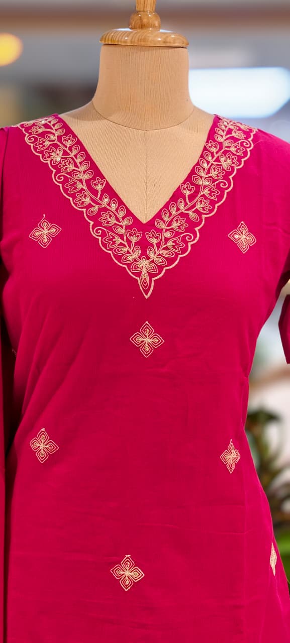 Ethereal Embroidered 3-Piece Set Kurta With Matching Trousers & Coordinated Dupatta