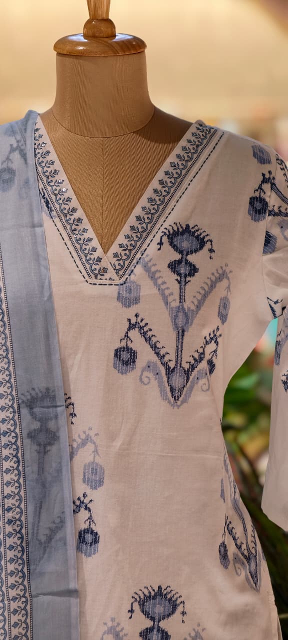 Soft Tone Summer Friendly Printed Cotton Full Suit Set With Dupatta- 13566