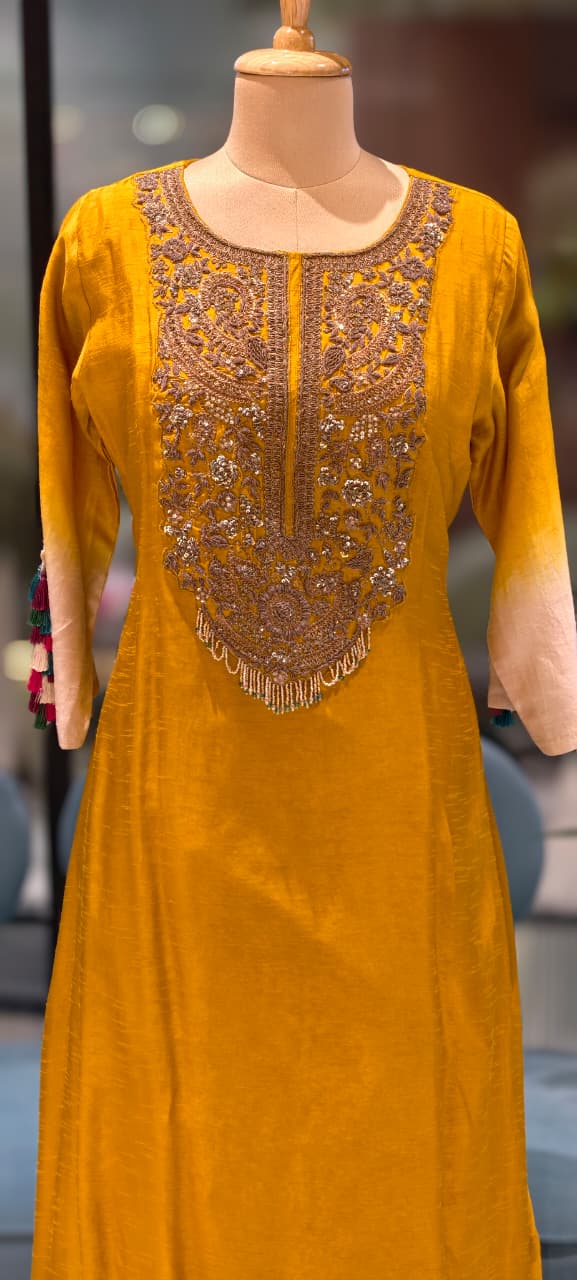 Stunning Hand-Embroidery Exquisite Festive Wear Kurta Pant Set- 13250