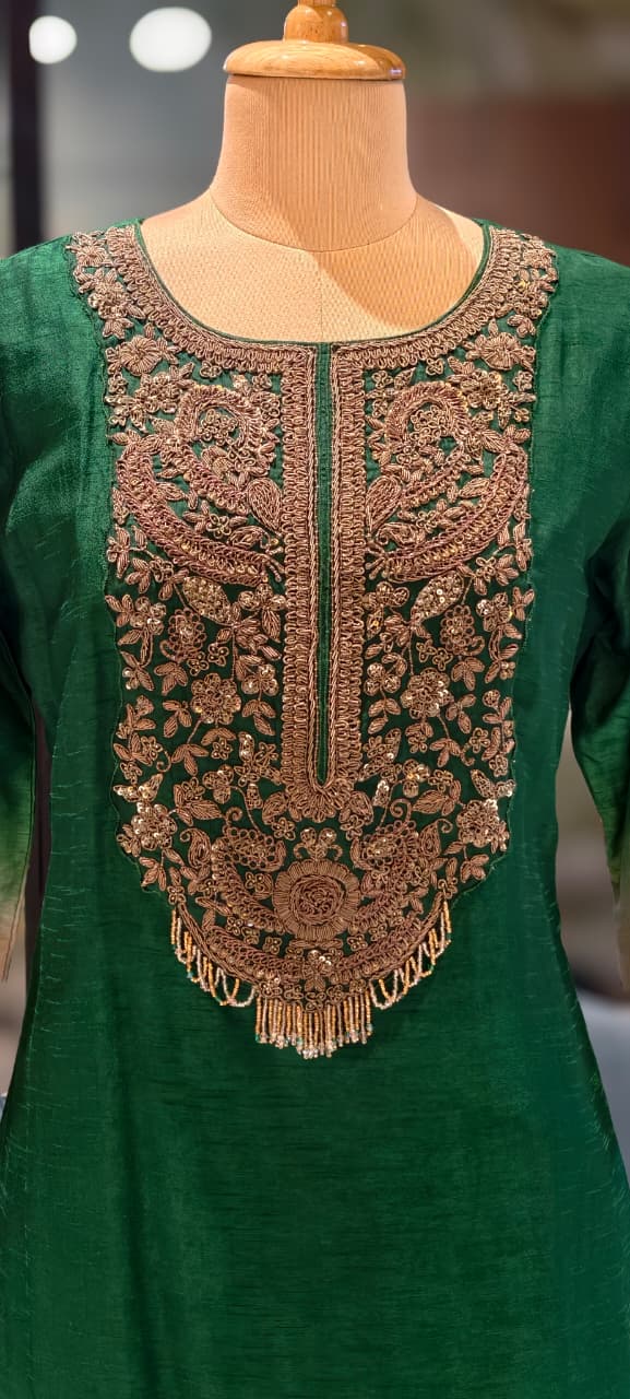 Stunning Hand-Embroidery Exquisite Festive Wear Kurta Pant Set- 13250